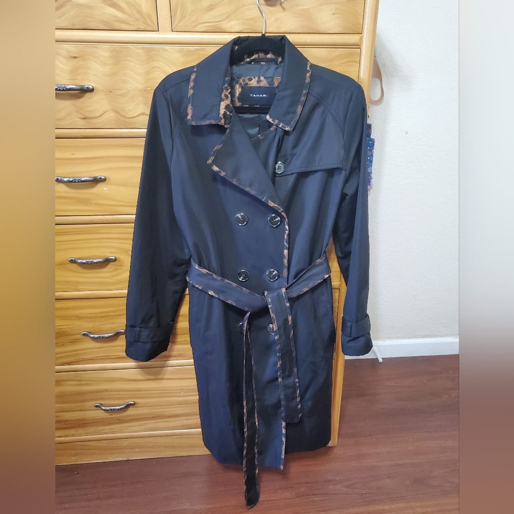 Tahari black rain jacket